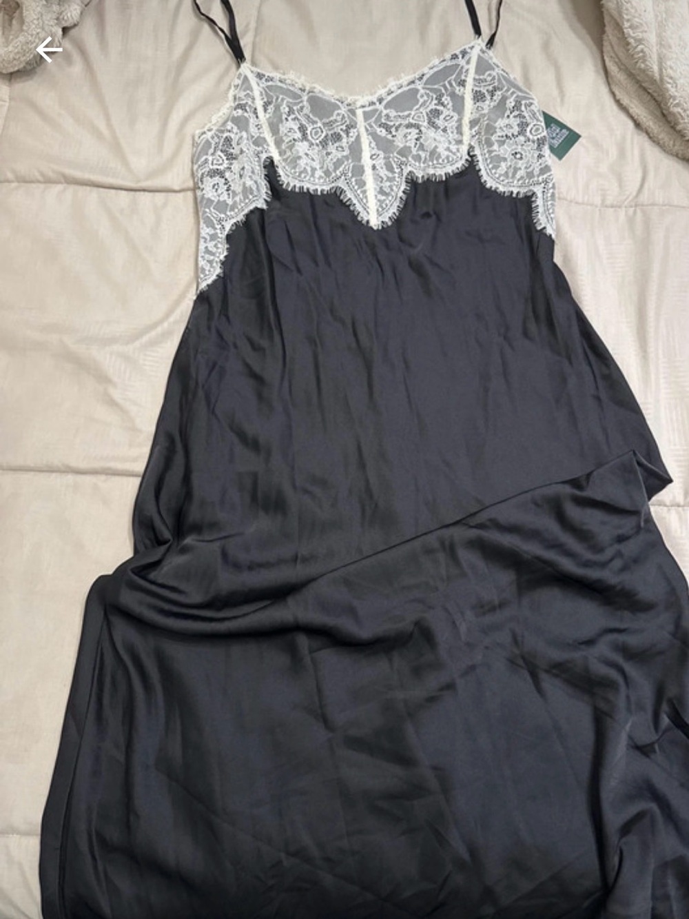 Black Slip Dress with White Lace Bodice woman’s small new